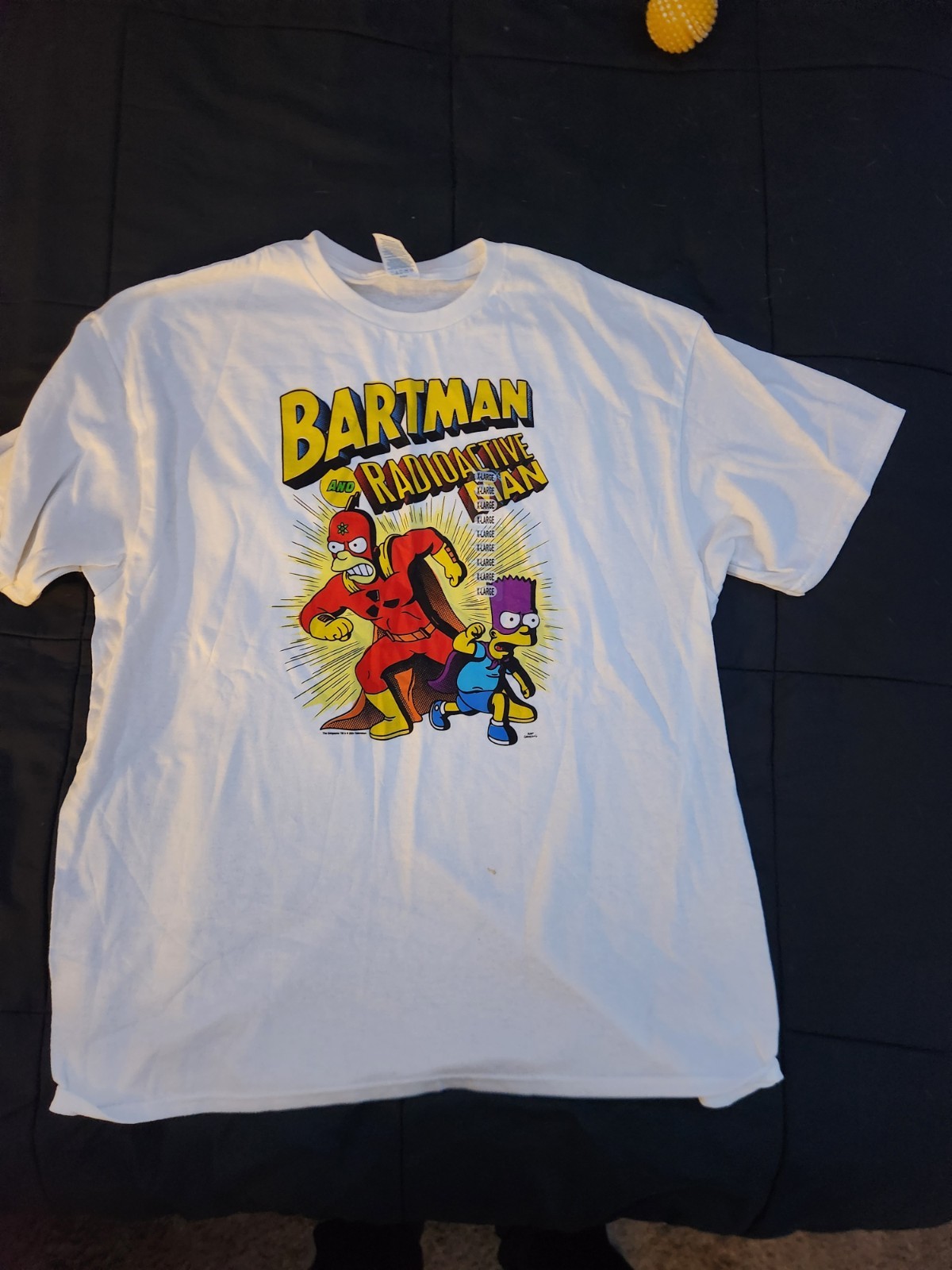 Bartman And Radioactive Man• *SLIGHT STAIN* WhIte T-Shirt/ Bart & Homer• XL
