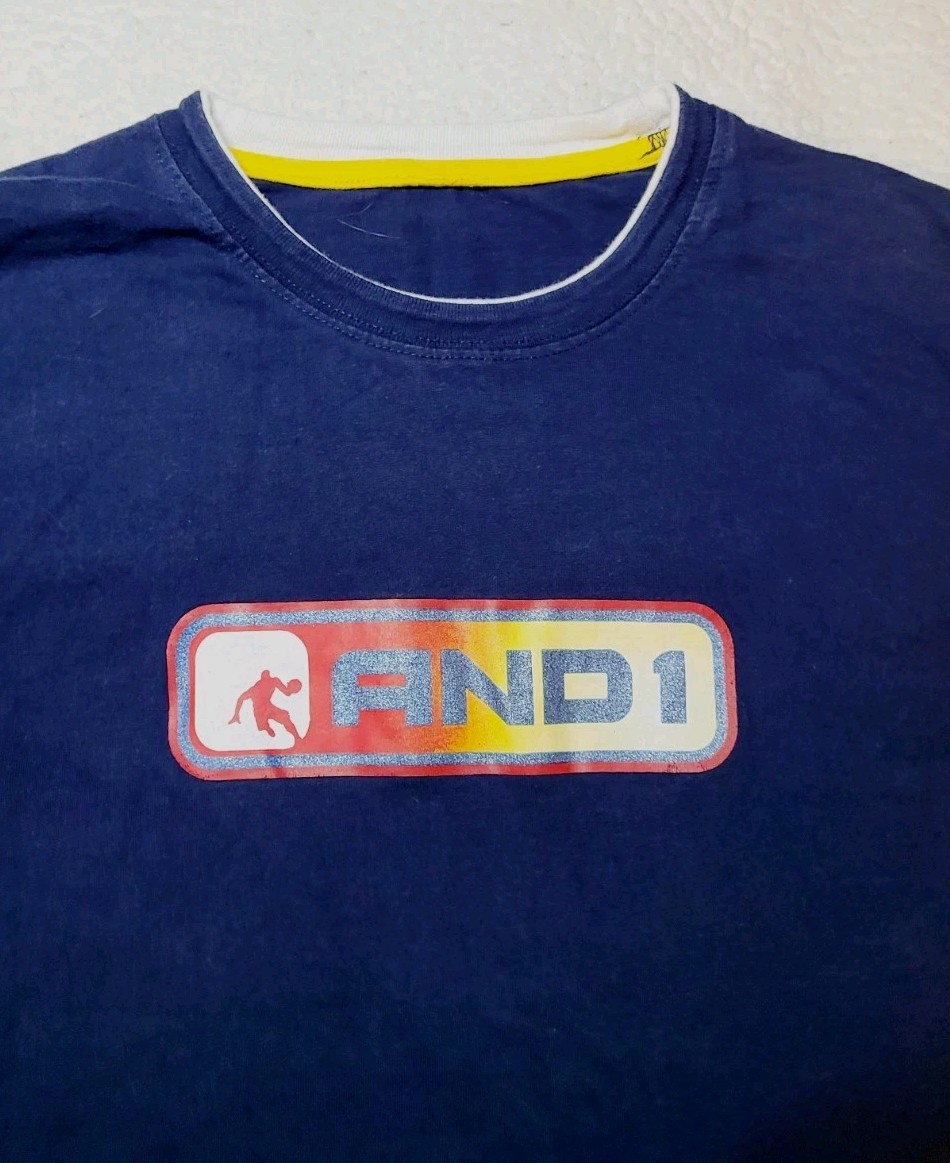 Mens AND1 Graffiti AOP Blue White LS Stretch Polyester Basketball Shirt S Small gallery