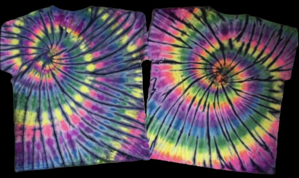*New* 2XL – Sm Handmade Tie Dye, Rainbow Indigo Spiral, Crew or V-Neck