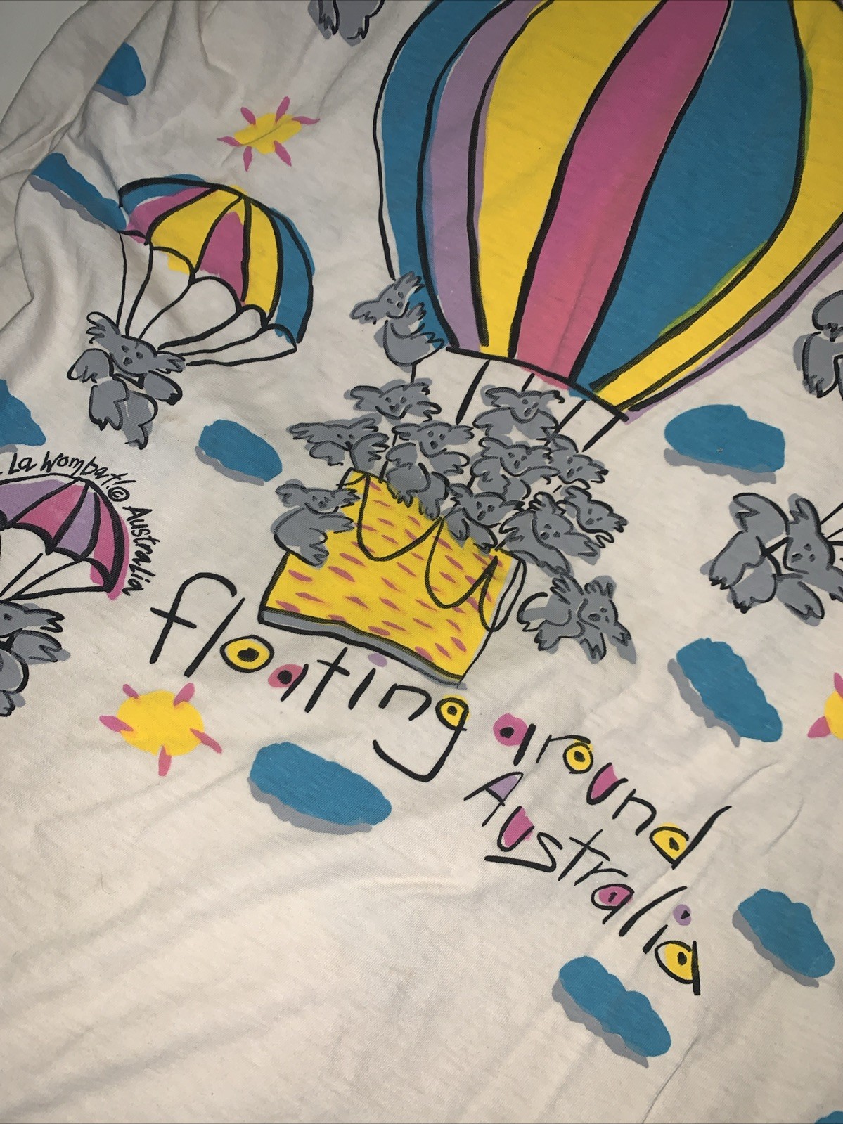 Vintage 80’s Floating Around Australia T Shirt Hot Air balloon Koala Bear gallery
