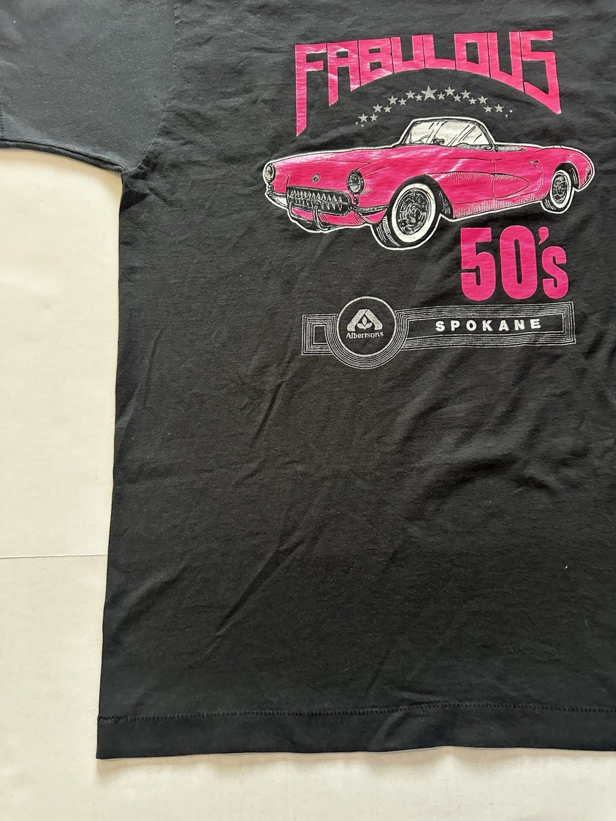 Vtg Fabulous 50’s Pink Corvette Spokane Albertsons Single Stitch Tee Sz XL USA. gallery