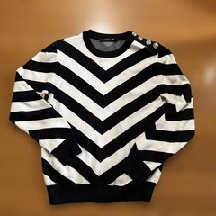 Balmain x H&M Knit Sweater Buttons Elegant 80s Style