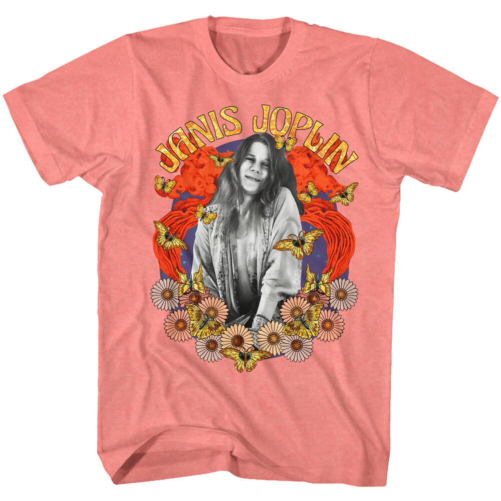 New Janis Joplin T-Shirt Classic Rock Mens Vintage Concert New Coral Heather gallery