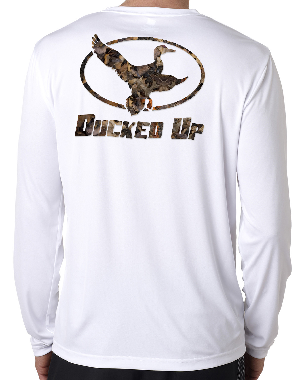 Ducked Up Duck hunting microfiber long sleeve t shirt 50+ uv moisture wicking