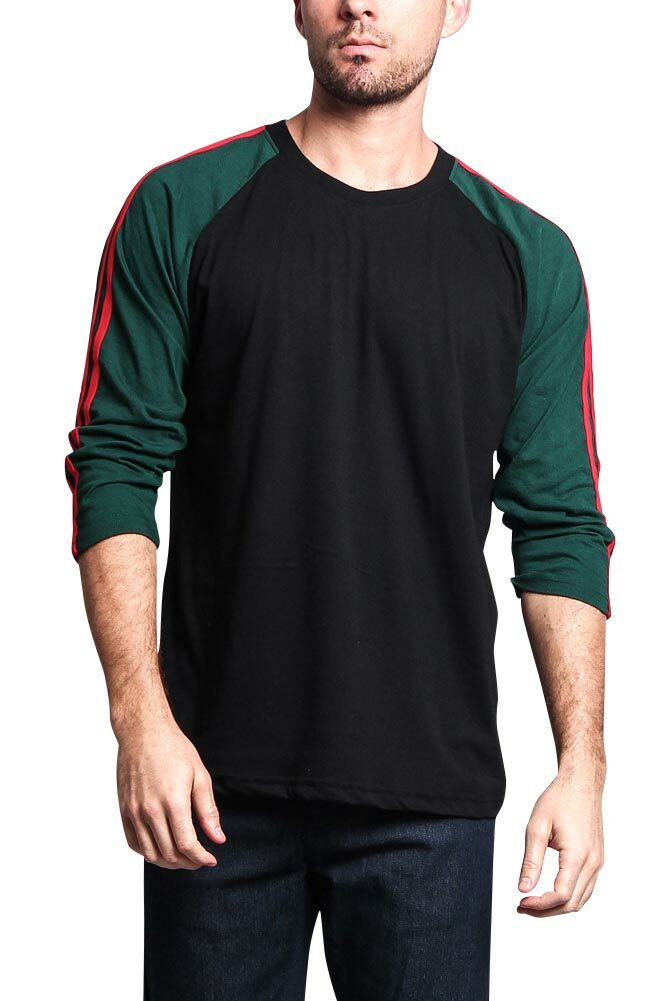 Men's Baseball T Shirt with Stripes raglan 3/4 length sleeve Jersey TS7163-F7E gallery