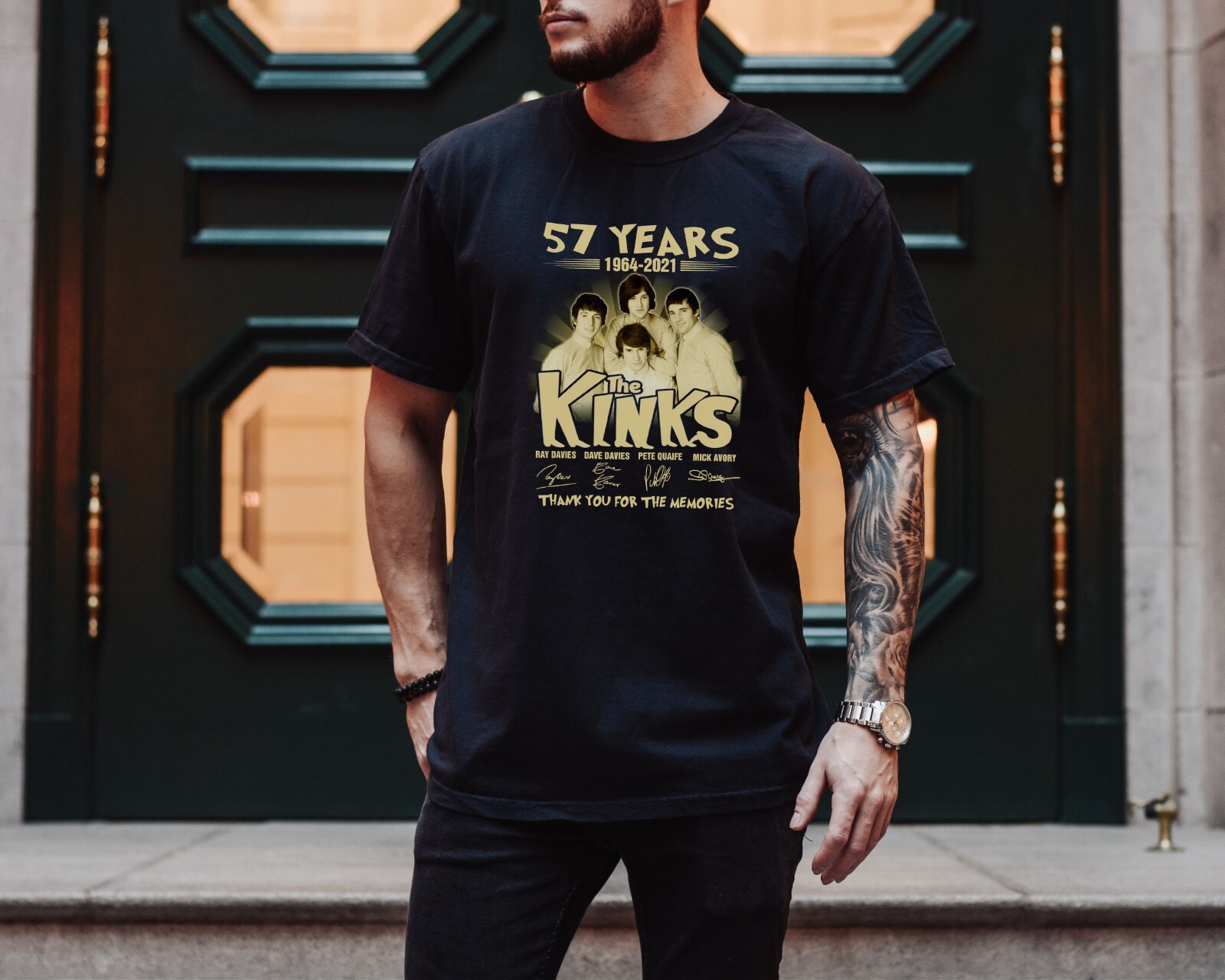 The Kinks 57 Years Anniversary T-Shirt on Vintage Black Comfort Colors 1717 Tee gallery