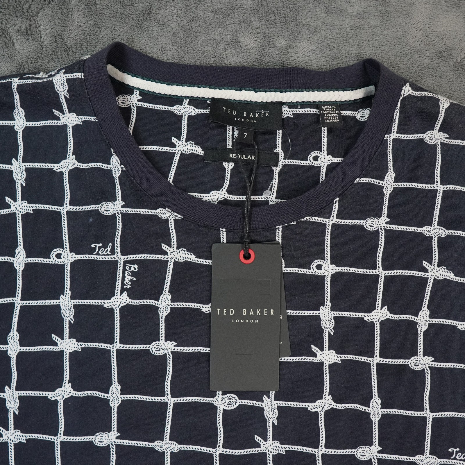 Ted Baker Shirt Mens Extra Large Knot Grid Pattern Crewneck Tee gallery