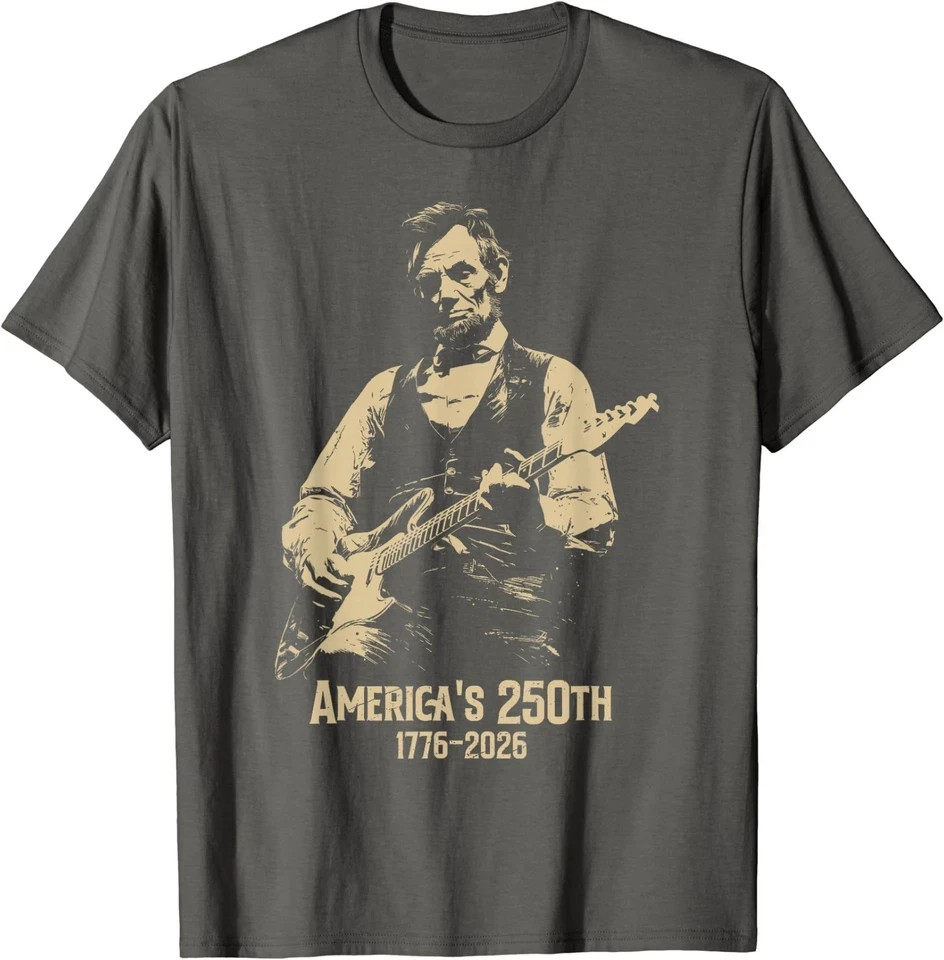 Abraham Lincoln Playing Guitar 4th July 250th Anniversary T-Shirt gallery