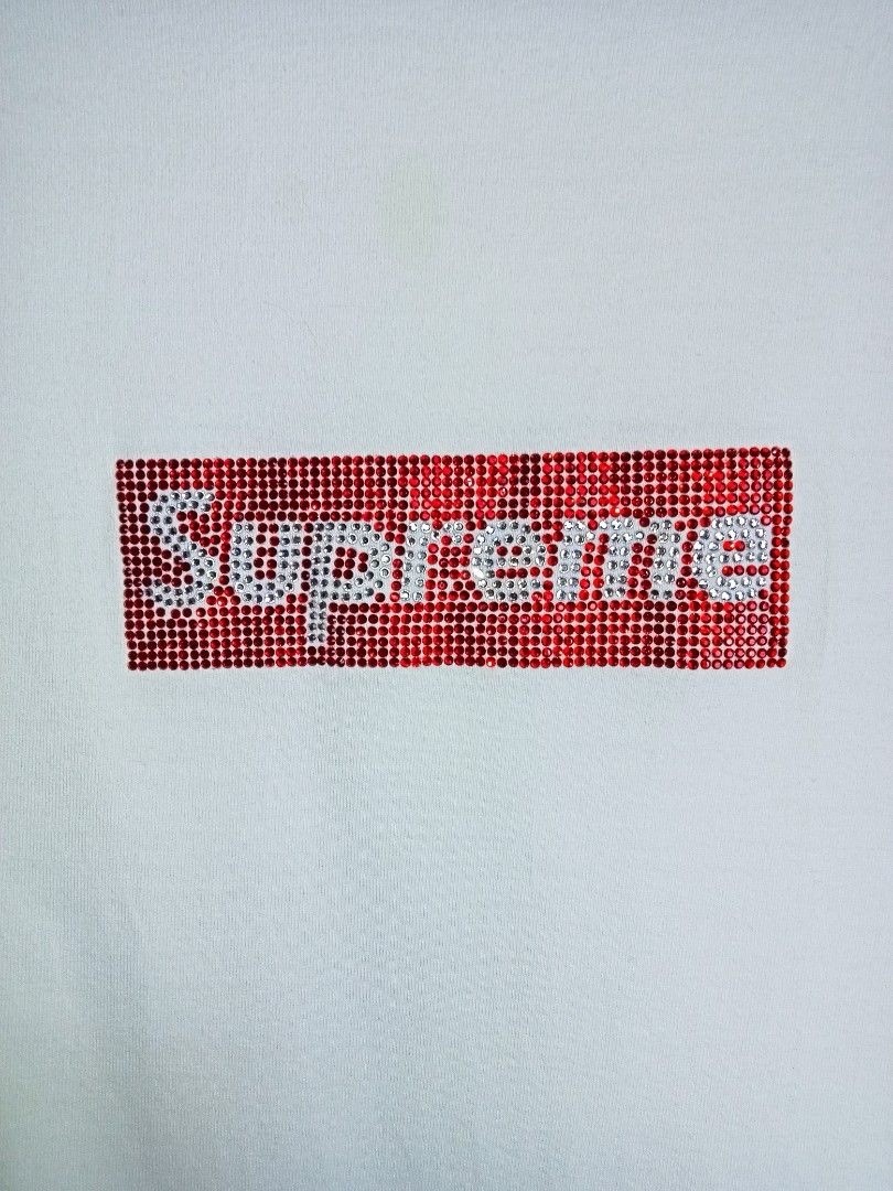 SUPREME SWAROVSKI WHITE BOX LOGO SHIRT SIZE LARGE 100% AUTHENTIC UNWORN gallery