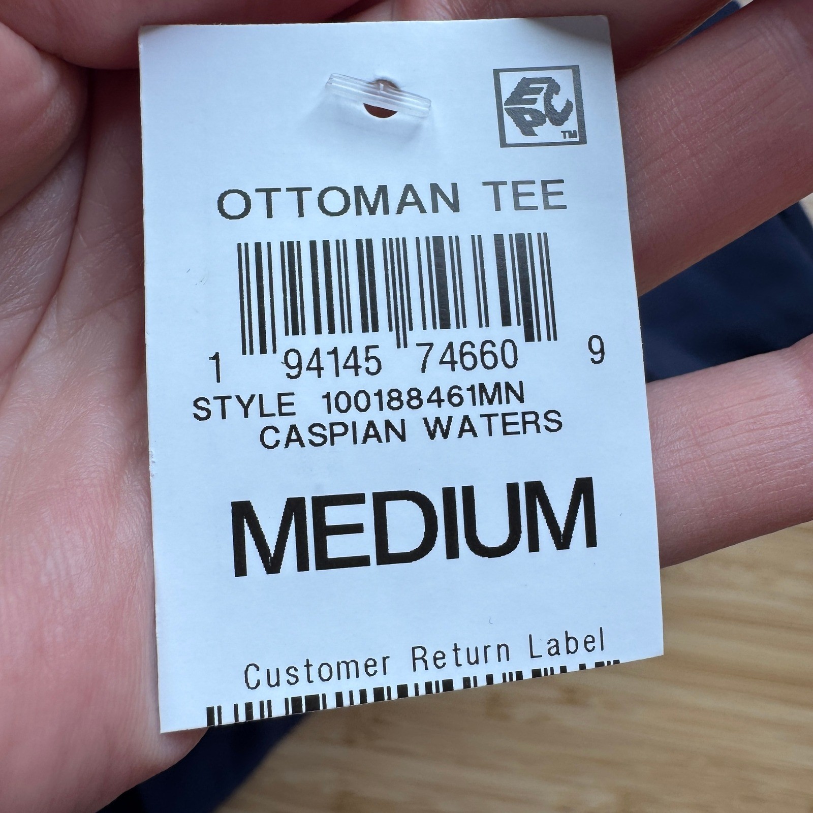 Mode of One Mens Ottoman Tee Caspian Waters Navy Blue Ribbed T-Shirt Medium NEW gallery