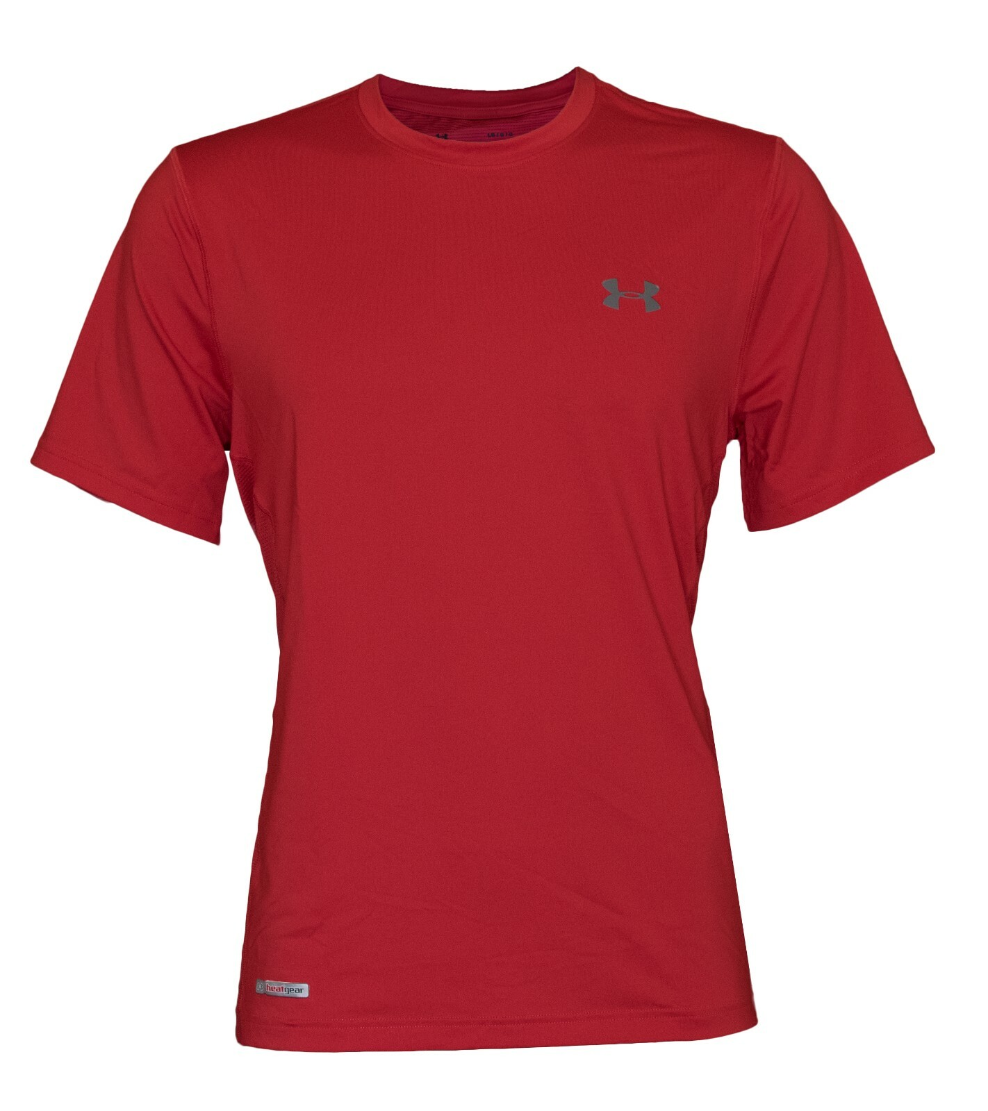 Under Armour Men UA Logo Heatgear Sportswear Performance Gym Workout Red Shirt