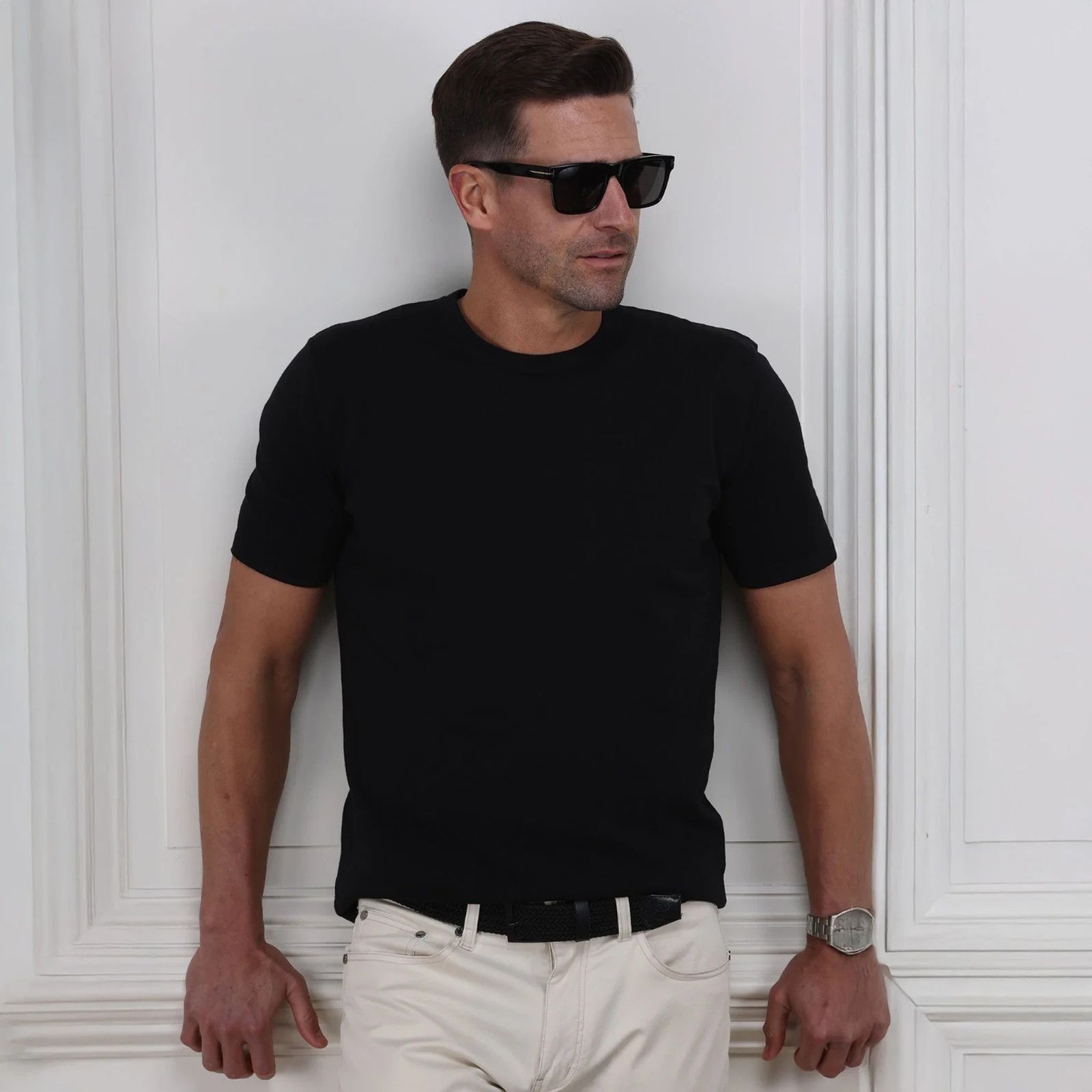 Collars & Co T-Shirt Mens S Black Cotton Silk Quiet Luxury Touch Lucca Tee NWT gallery