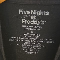 Five Nights at Freddy’s Graphic Tee Black Cotton Knit Crew Neck Short Sleeve S