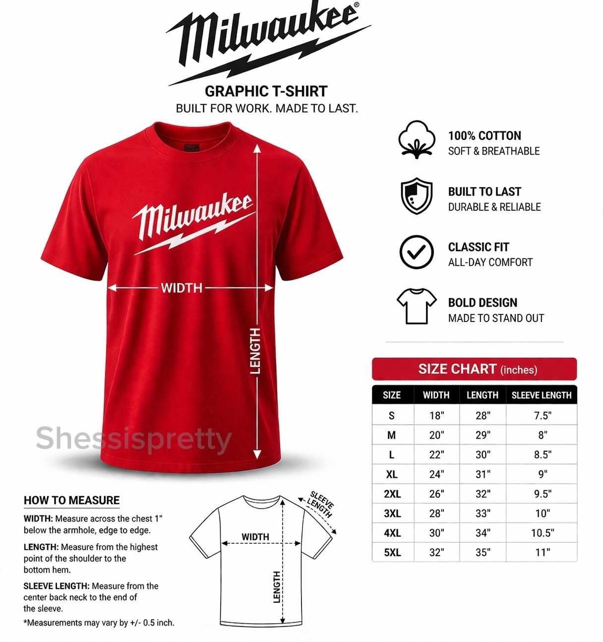 Milwaukee Tools T-Shirt Men’s Graphic Tee Heavy Duty Work Shirt Cotton S/3XL gallery