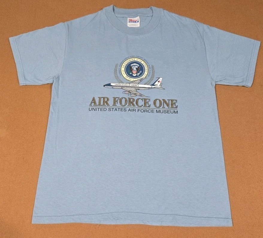 Air Force One Presidential Clinton Bush 90s Museum Vintage Blue Men’s T Shirt M