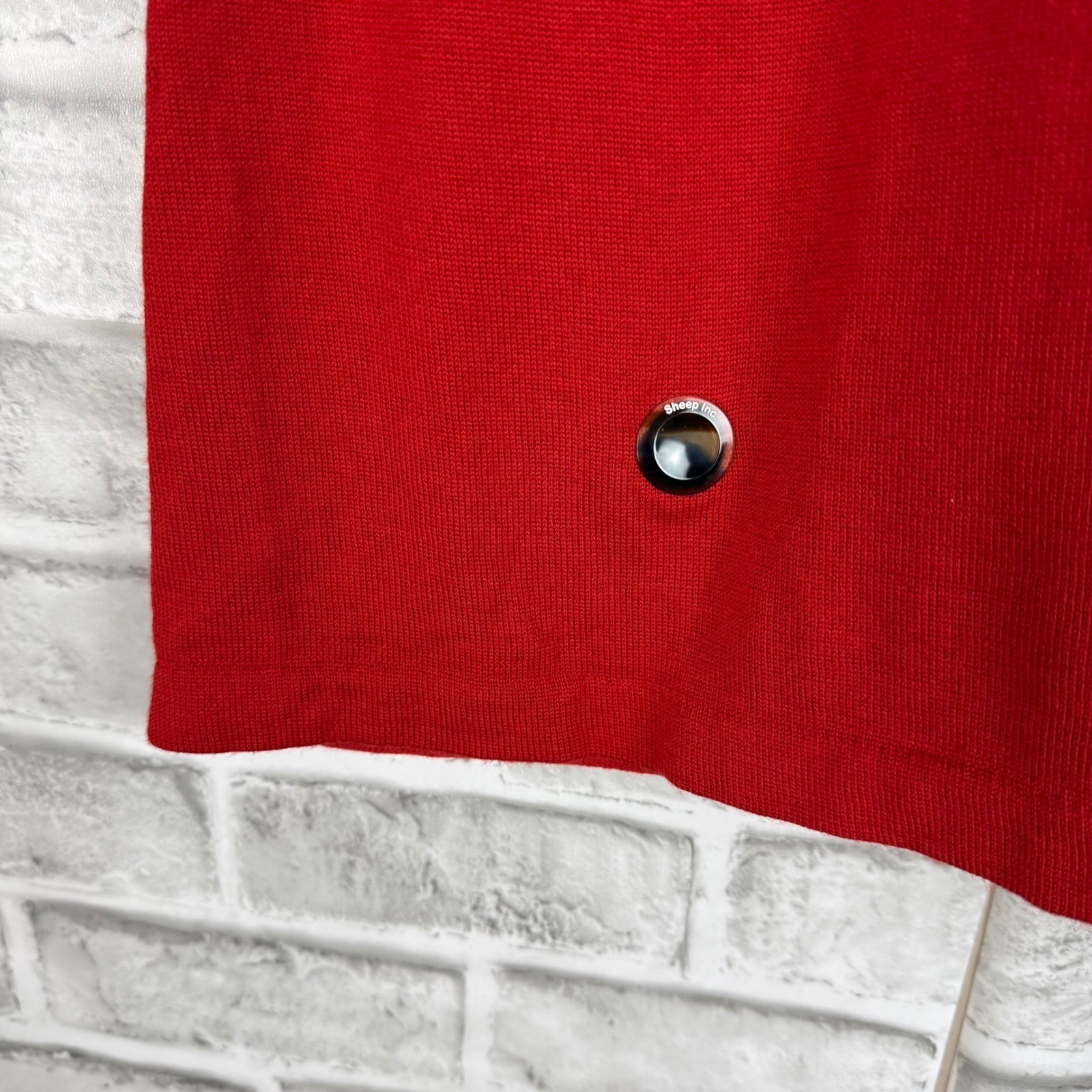 Sheep Inc Mens MEDIUM Ultra-Fine Merino Wool Knit T-Shirt Red Traceable Portugal gallery