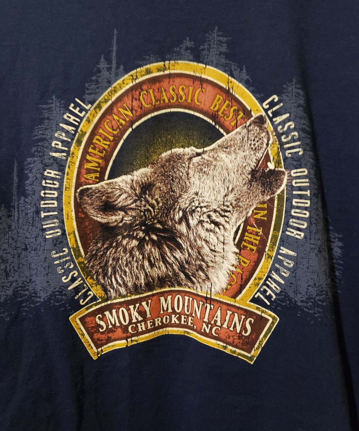 Gildan Graphic T-Shirt Mens L Classic Outdoor Apparel Blue Smoky Mountain gallery