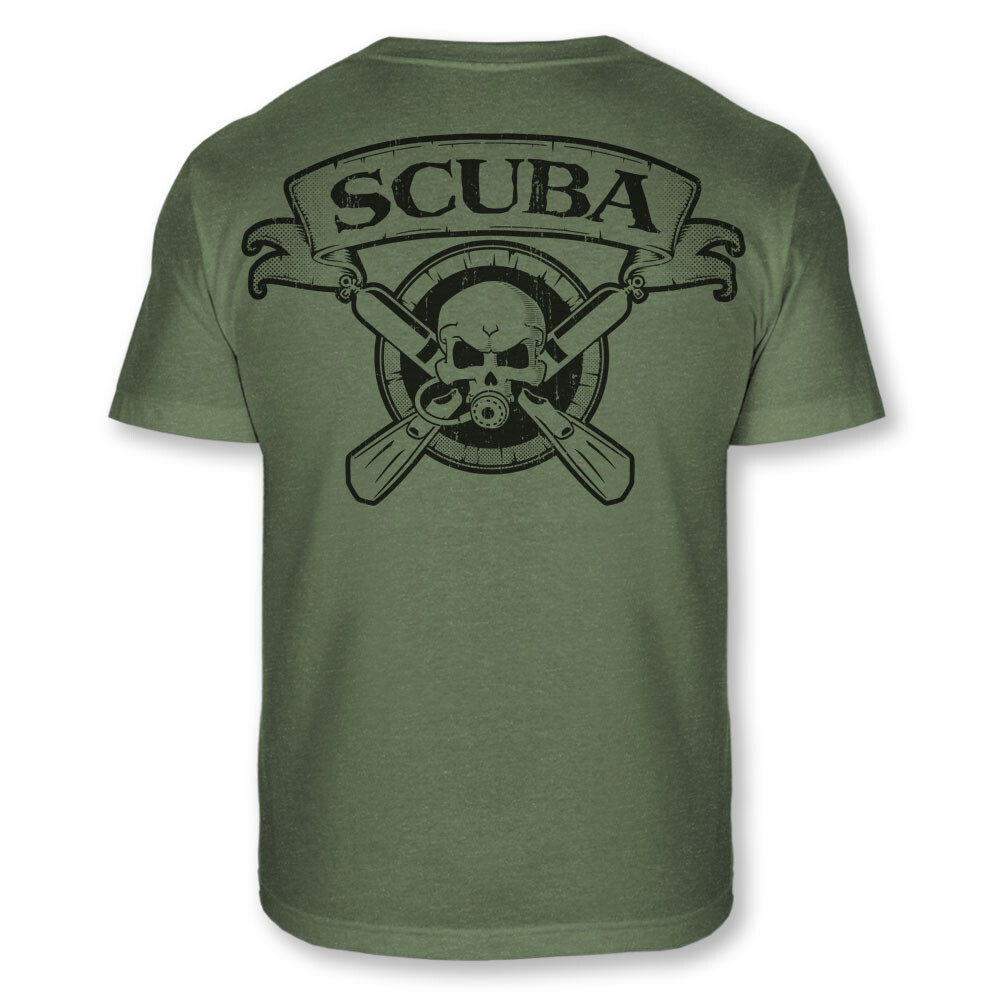 Scuba Skull Crossbones T-Shirt – Scuba Diving Tanks Fins Athletic Shirt – A93