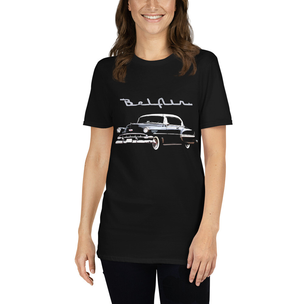 1954 Chevy Bel Air Black Antique Car Collector Cars Short-Sleeve Unisex T-Shirt gallery
