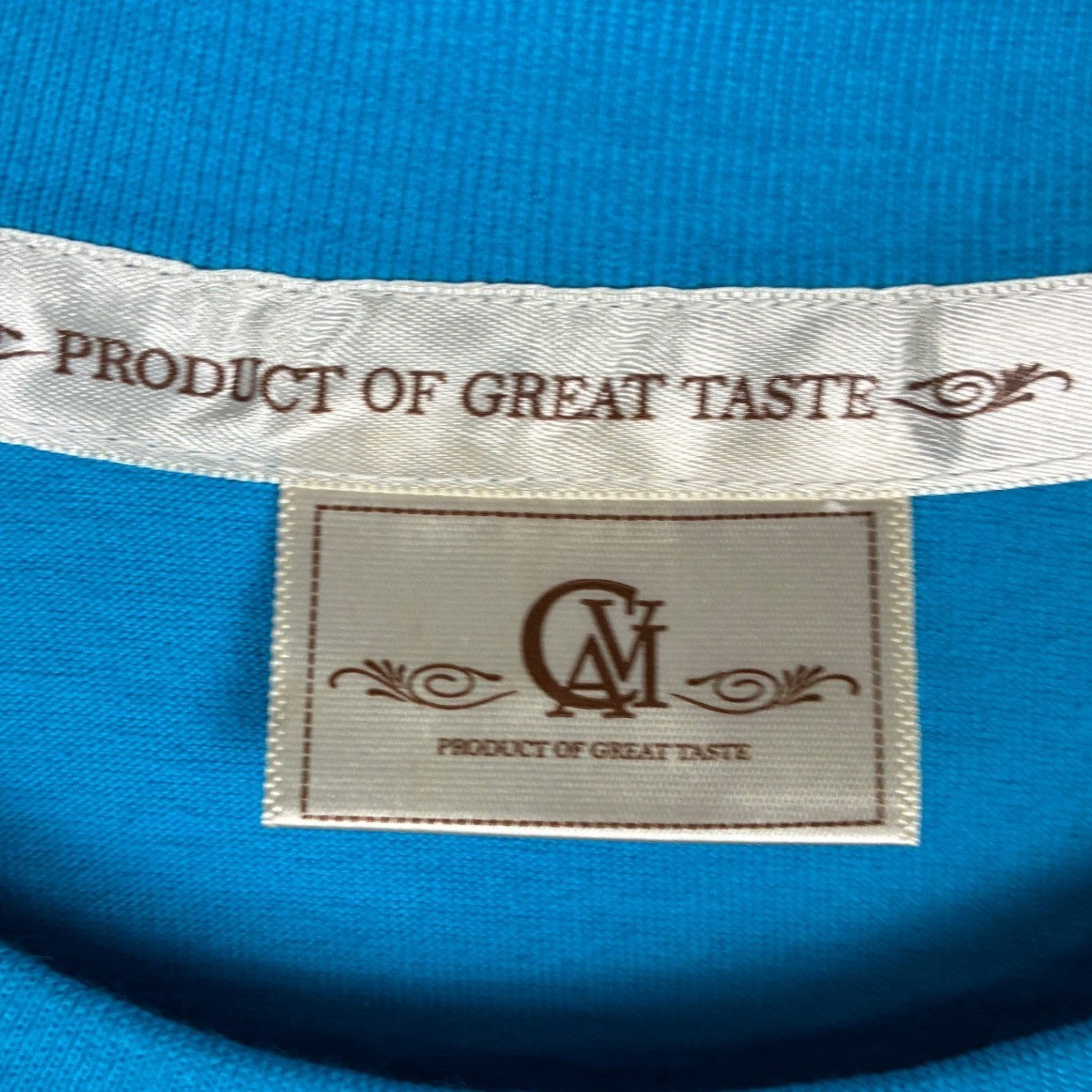 Cavi Art of Great Taste Men 2XL Blue Graphic T-Shirt Golden Eagle Chevron Cotton gallery