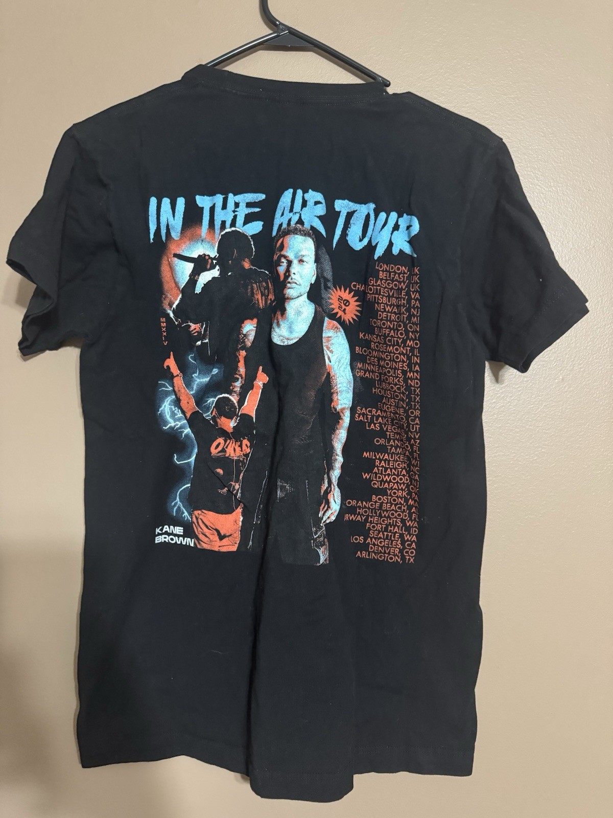 Kane Brown In The Air Tour Concert T-Shirt Black Mens Medium 100% Cotton