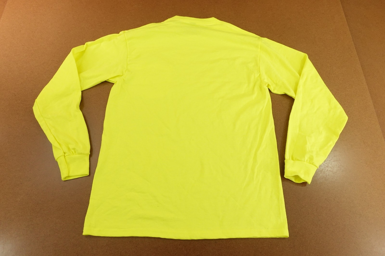 Gildan Ultra Cotton Mens Medium Safety Yellow Long Sleeve Crew Neck T-Shirt New gallery