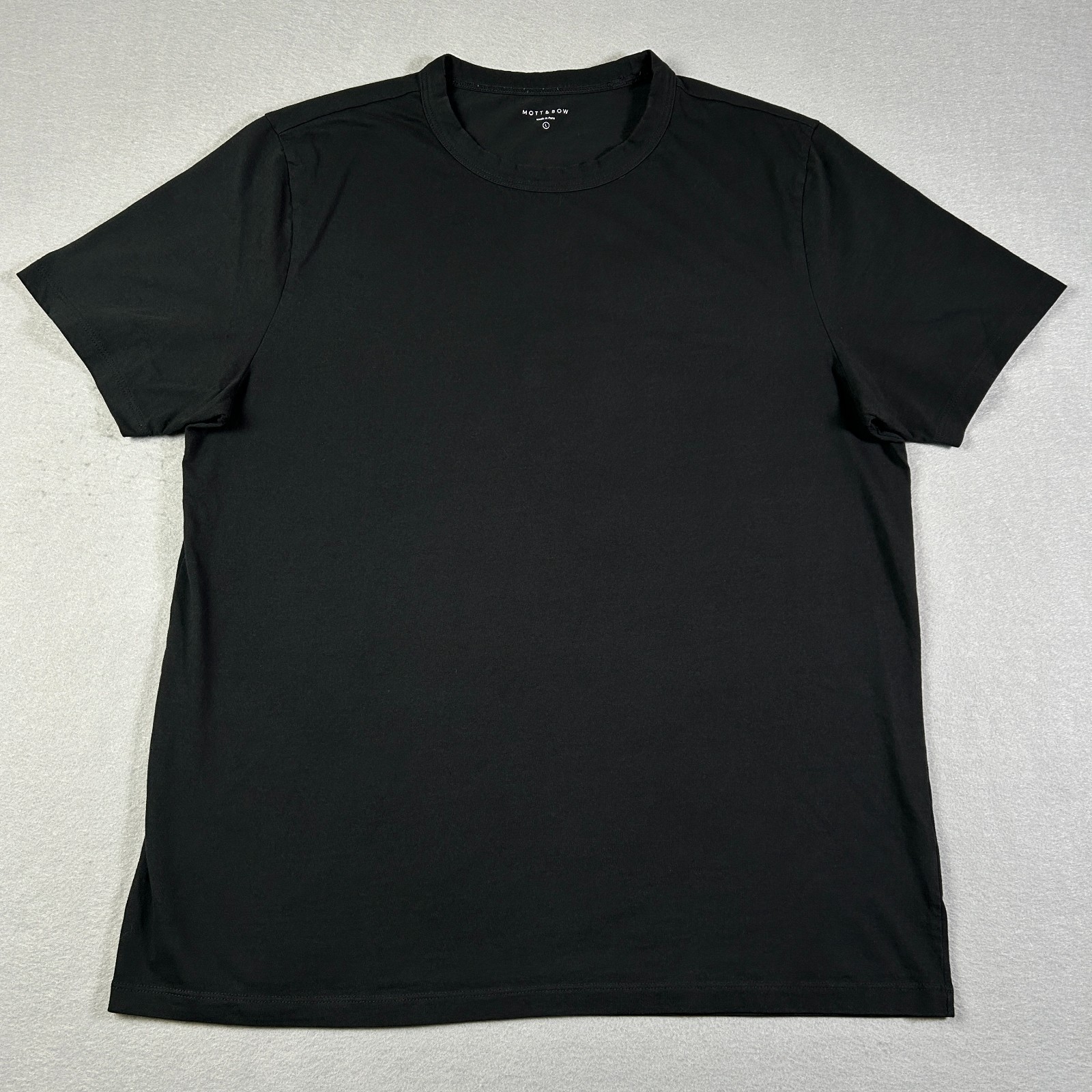 Mott & Bow The Driggs Men's Large T-Shirt Black Crew Neck 100% Combed Cotton Tee gallery