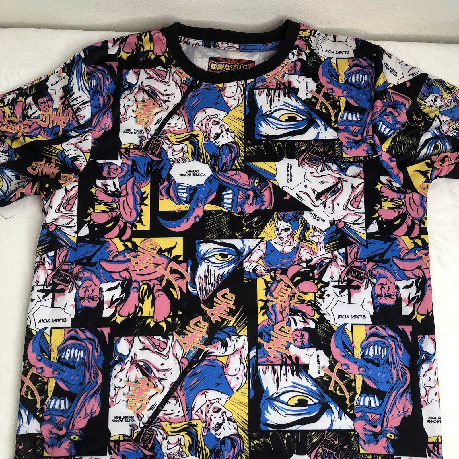 Anime All Over Print T-Shirt Fresh Prints Of Tokyo Drill Clothing Co -Size Large gallery