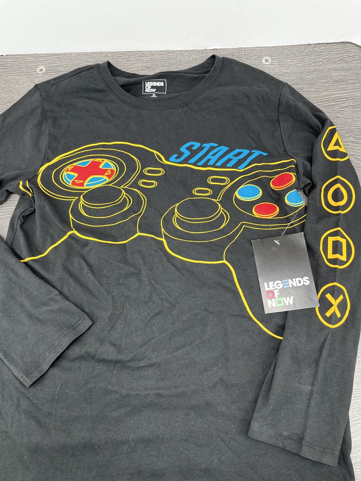 Play Station Long Sleeve Logo Button Print Tee T-Shirt gray new with tags gallery