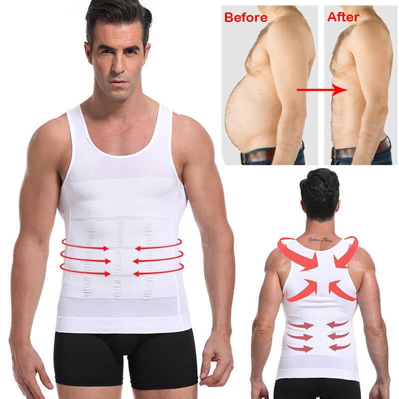 Mens Vest Tops Slimming Body Shaper Corset Abdomen Compression Exercise Sports gallery