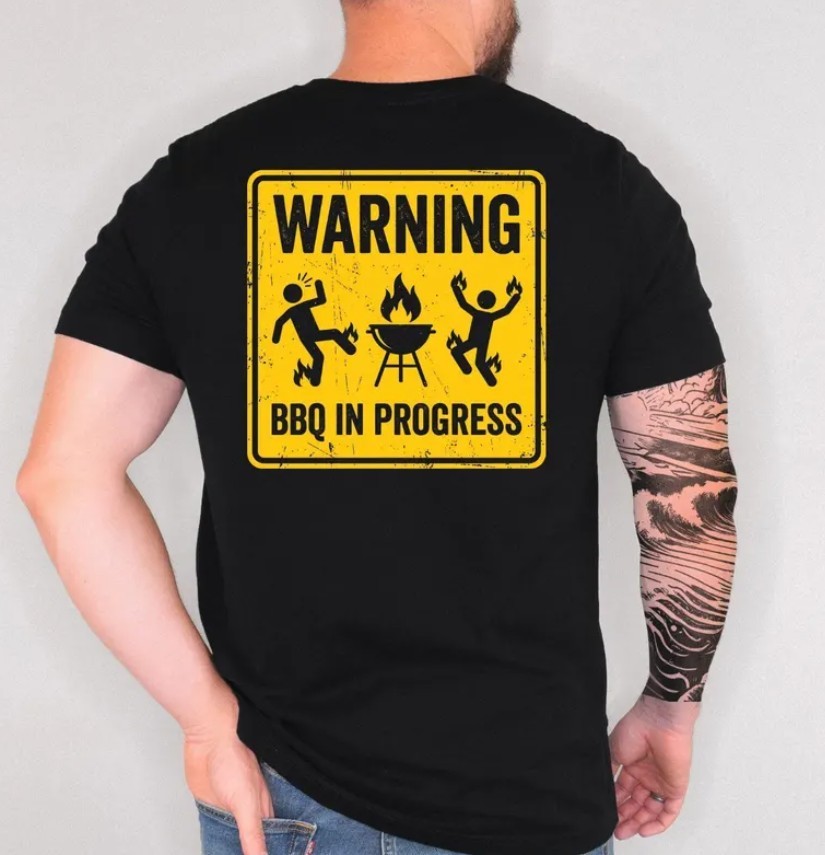 BBQ Shirt, Funny Grilling Shirt, Warning BBQ In Progress T Shirt, HOT new