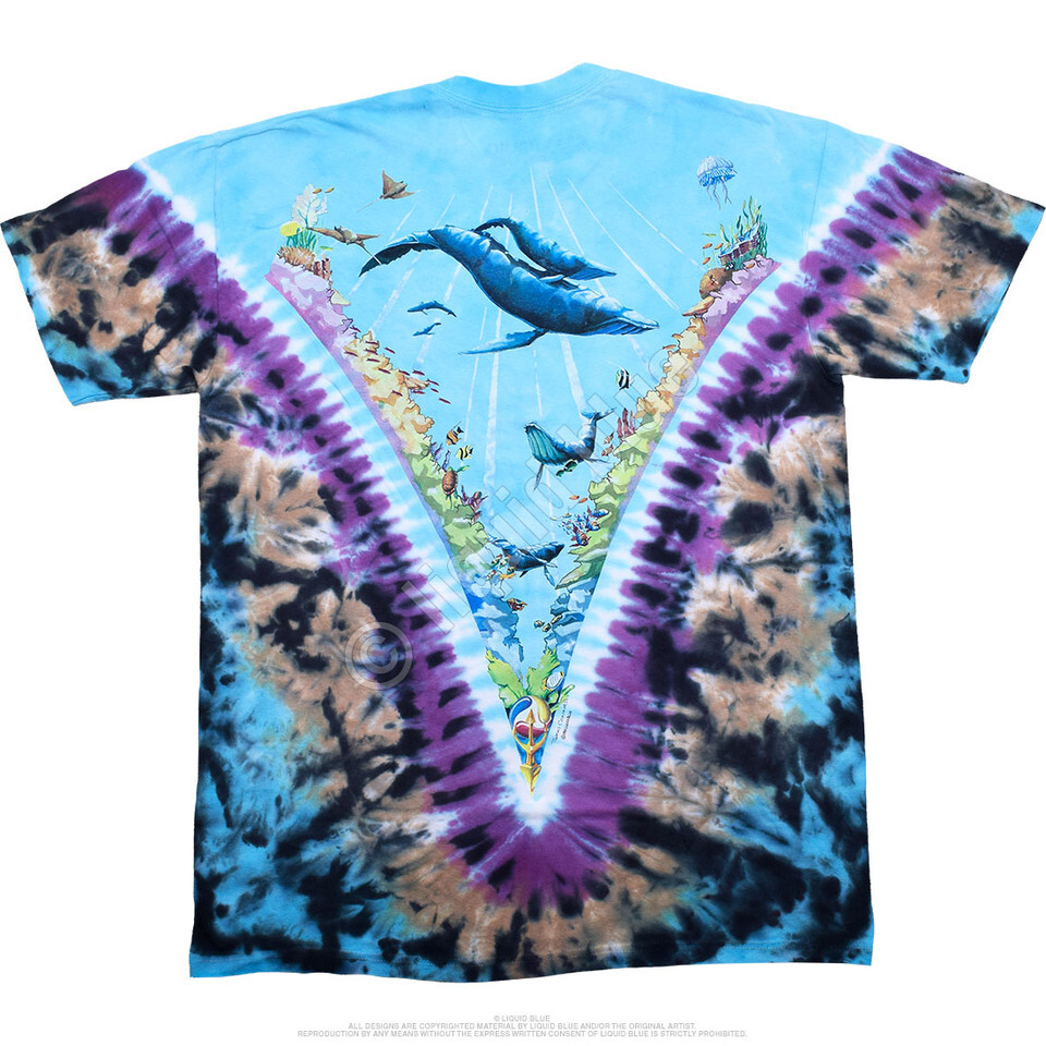 AQUATIC UNDERWATER-REEF-DOLPHINS-2 SIDED V TIE DYE T-SHIRT S-M-L-XL-XXL gallery