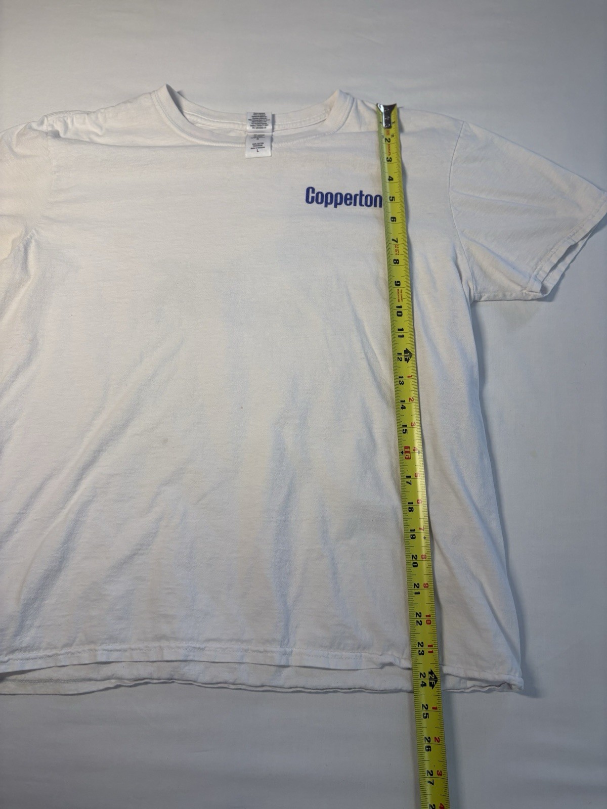 Coppertone Logo Sunscreen Lotion White Tee Shirt Retro 90s Gilden Size L Vintage gallery