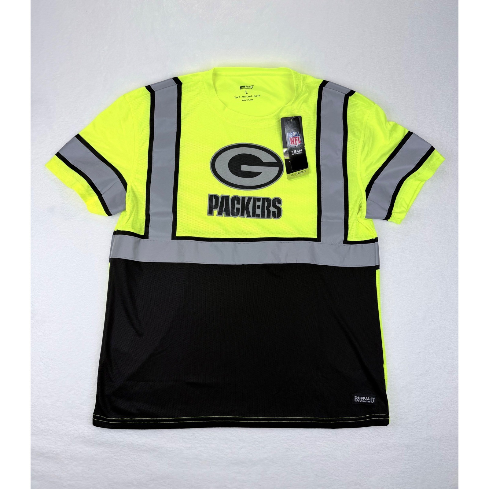 Buffalo Outdoors Green Bay Packers Hi-Vis Safety Shirt Mens Large ANSI Class 2 gallery