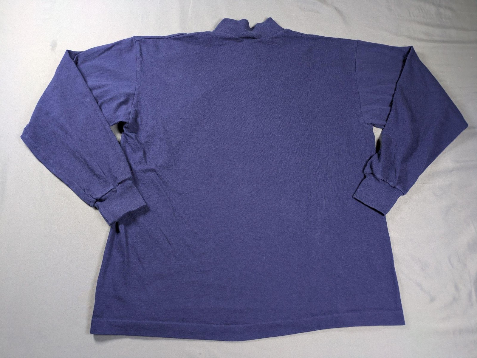 Vintage CCM Shirt Mens Large Blue Mock Neck Long Sleeve Hockey Made USA Cotton gallery