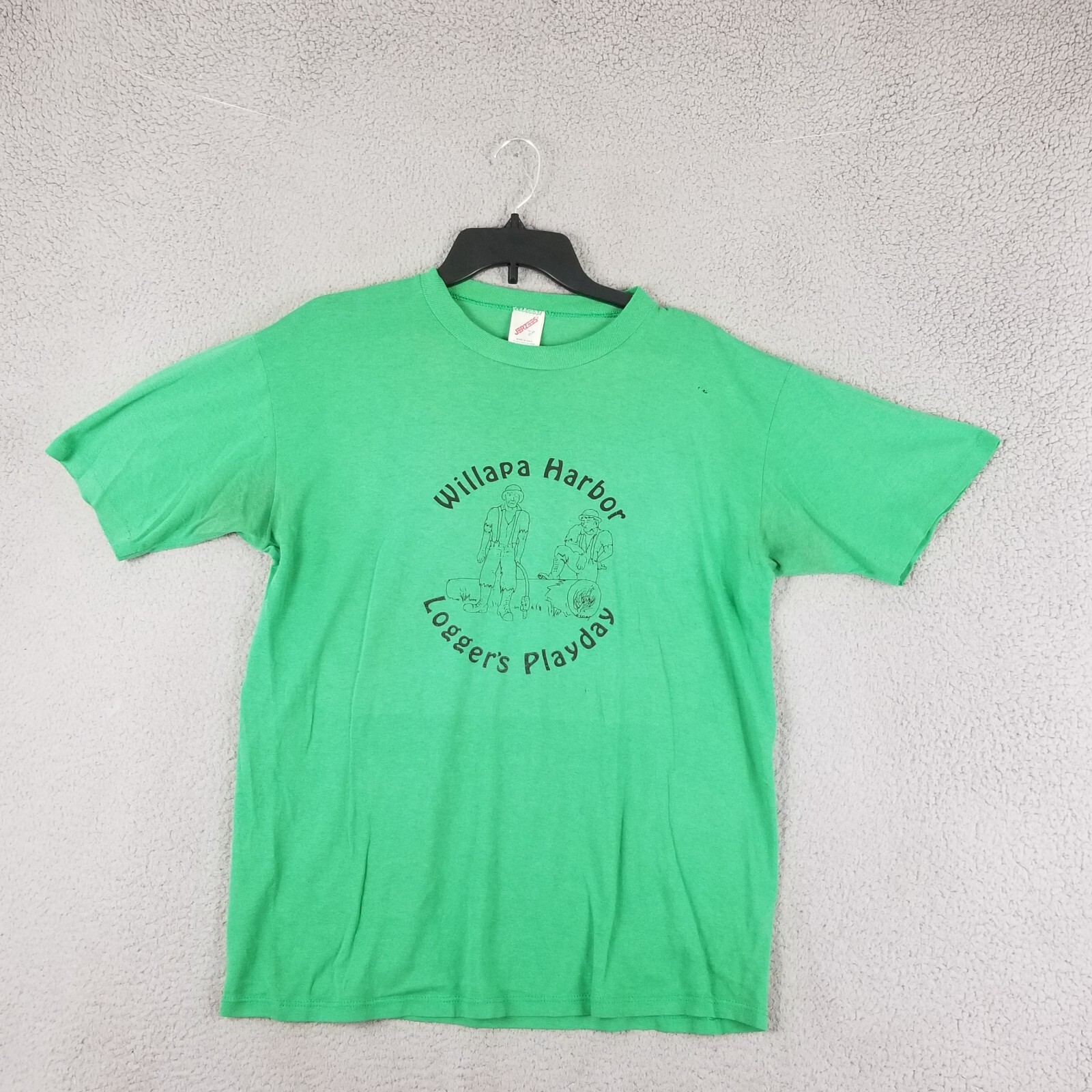 Vintage Lumberjack Shirt Adult Large Washington Willapa Harbor Loggers Day Trees