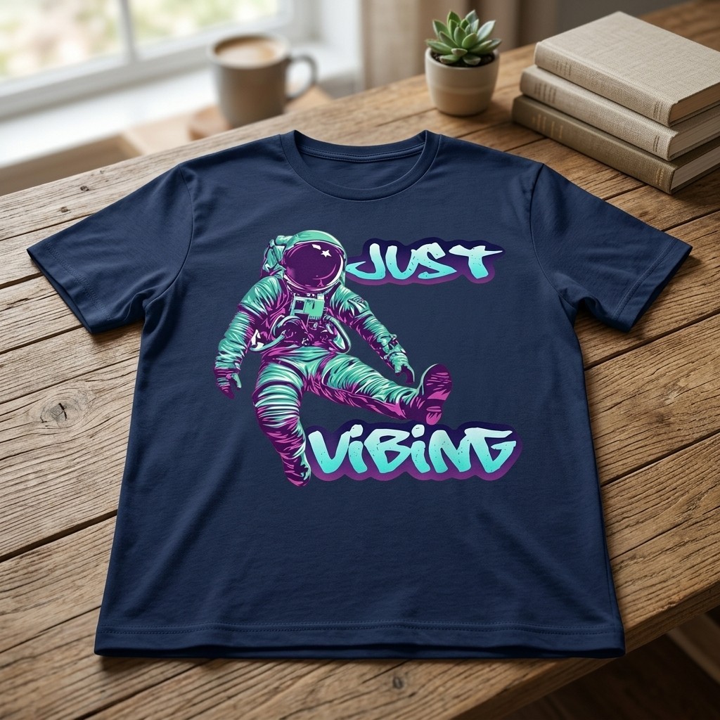 Purple and Teal Astronaut Just Vibing Graphic for Men T-Shirt TA79 gallery