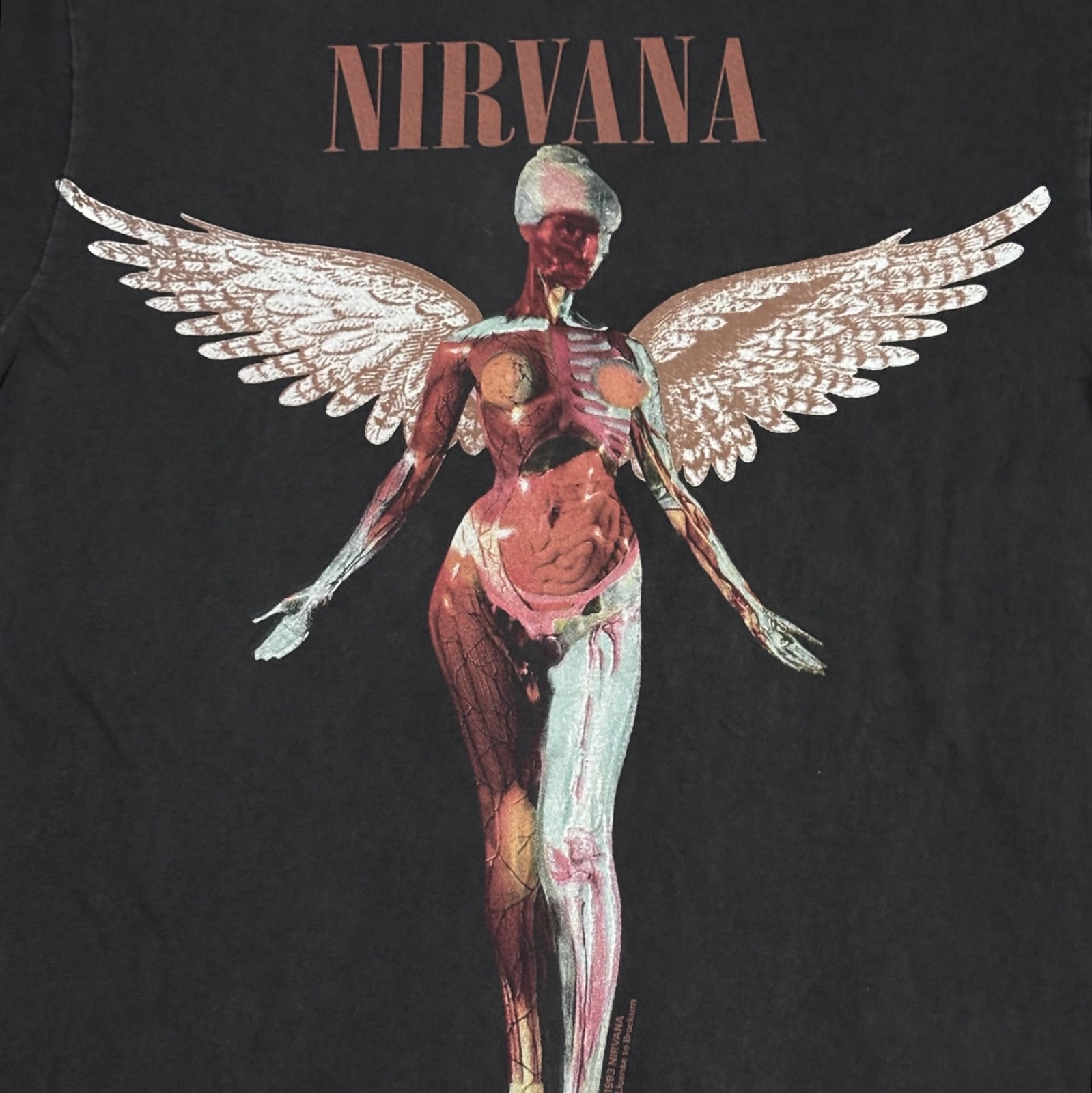 Nirvana In Utero Black Vintage 90s Band Tour Size L Single Stitch Shirt REPRINT