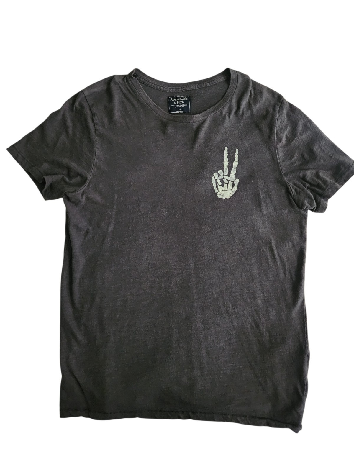 Abercrombie & Fitch Mens Skeleton Peace Sign Tshirt- Vintage- Mens Size Medium gallery