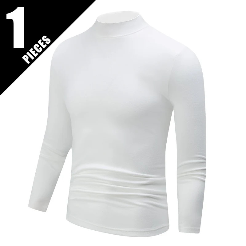 Men Long Sleeve Slim Fit Stretch T-shirt Mock Neck Turtleneck Pullover Tops