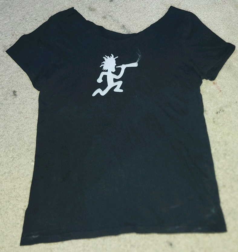 Size L Black Insane Clown Posse Hatchetman CUT OFF SHOULDER Cotton T-Shirt