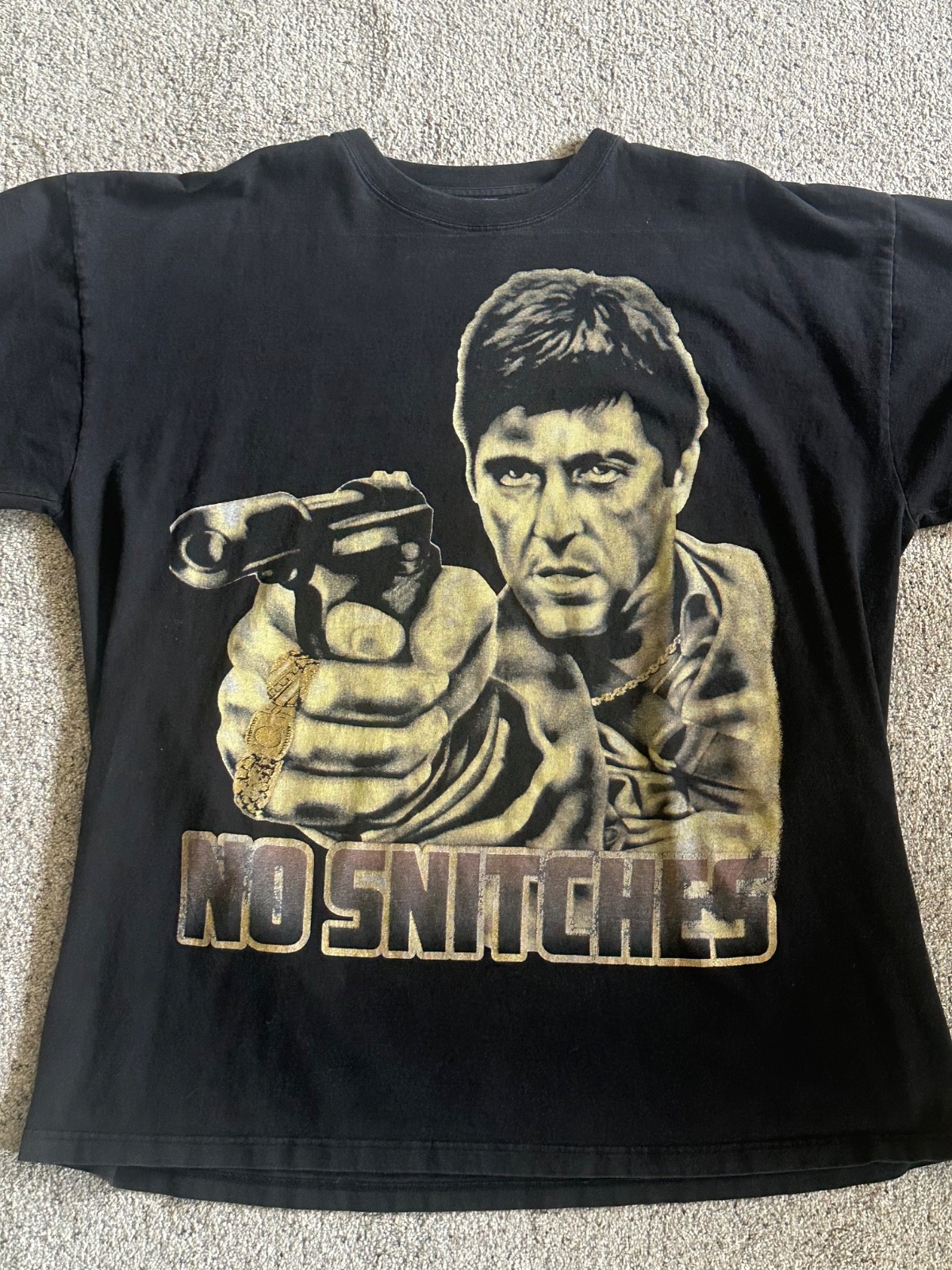 Vintage Y2K Scarface Clothing Co Tony Montana “No Snitches” 3XL Black T-Shirt