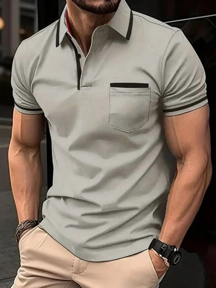 Camiseta Con Cuello Levantado Cremallera Para Hombre Camisa De Manga Corta Men gallery