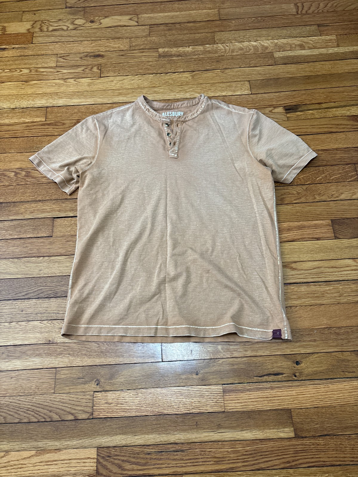 Alesbury Men’s Dyed Washed Grunge Henley Short Sleeves T Shirt Large Orange