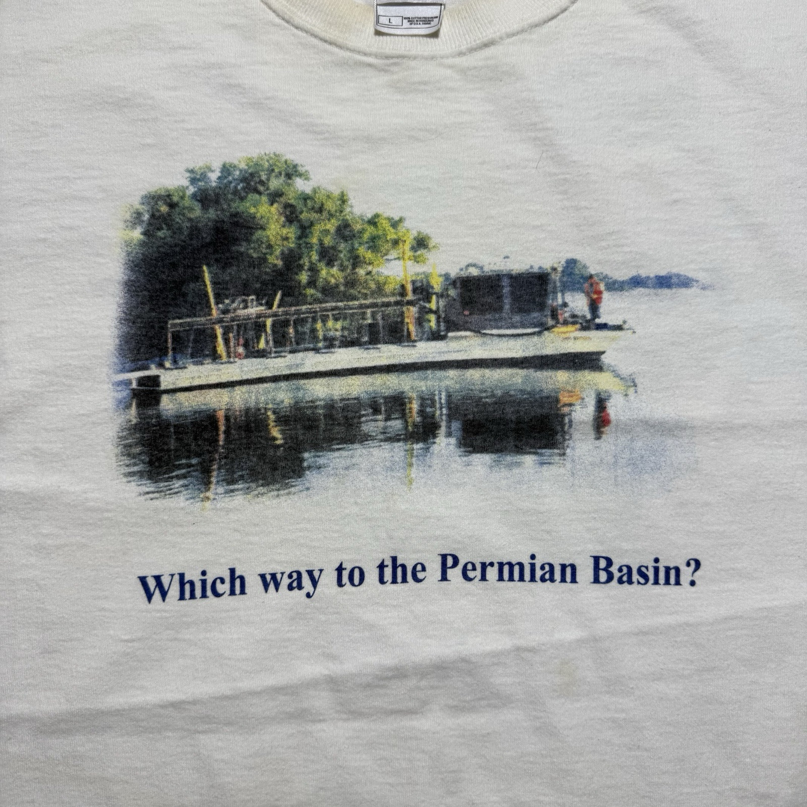 Vintage Lake Pat Cleburne TZ Training Camp Permian Basin Boating Shirt - Large gallery
