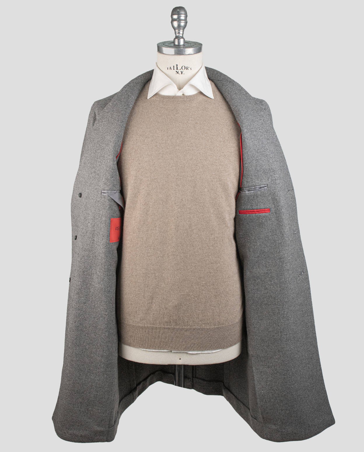 NEW ISAIA GRAY WOOL CASHMERE OVERCOAT US 46 - EU 56 US90 gallery