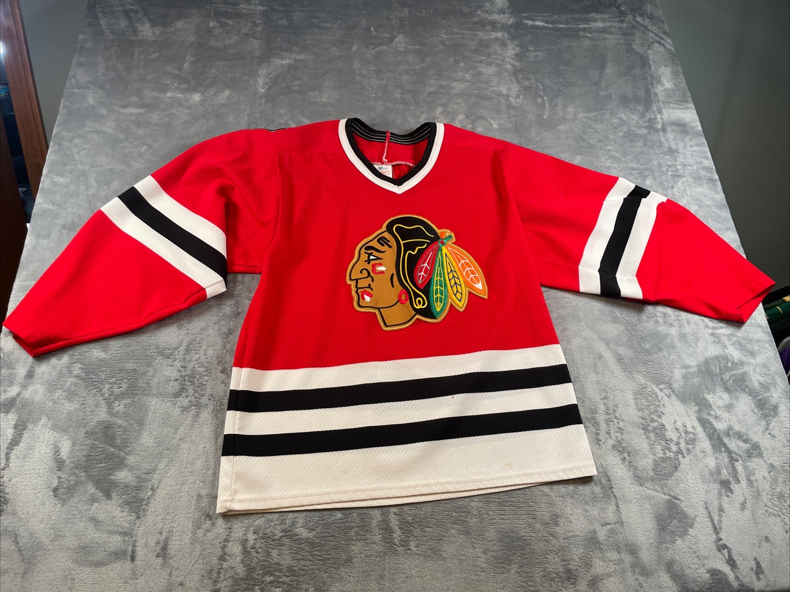 Vintage CCM x NHL Chicago Blackhawks Jersey Mens S Red Maska Air Knit Hockey gallery