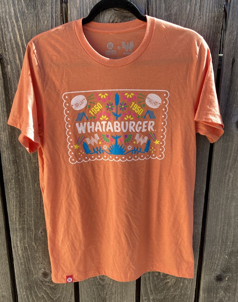 Men’s Whataburger Orange Burger Logo T-Shirt M Tumbleweed TX Cotton Crew Classic
