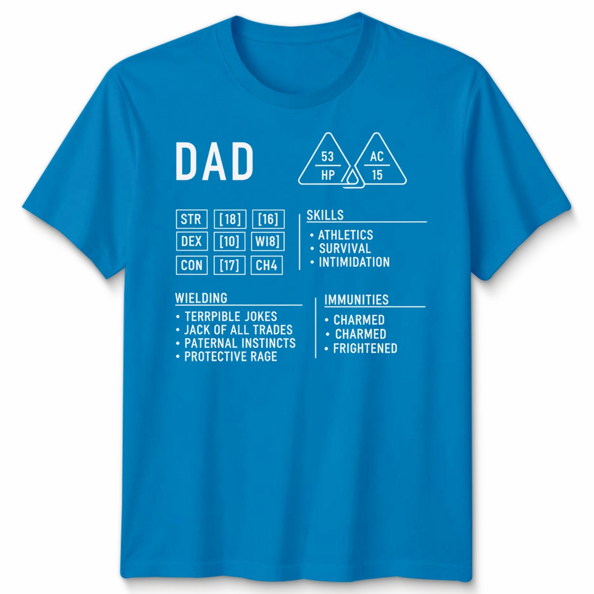 Dad Dungeons Mens T Shirt Dragons Character Sheet Fathers Day Gift DND RPG gallery