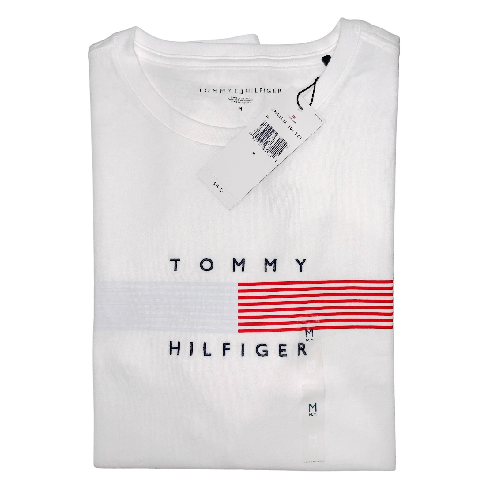 TOMMY HILFIGER MSRP$39.50 MEN'S WHITE CREW NECK SHORT SLEEVE T-SHIRT SIZE M gallery